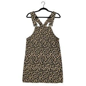 Cheetah print denim overall dress!